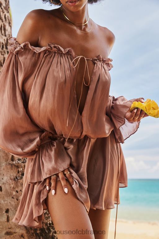 House of CB robe chaya noisette à épaules dénudées N888H177 vêtements