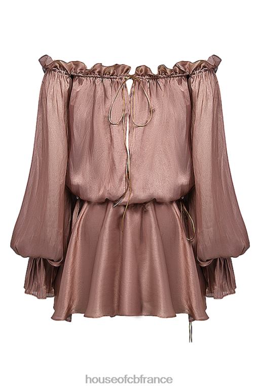 House of CB robe chaya noisette à épaules dénudées N888H177 vêtements