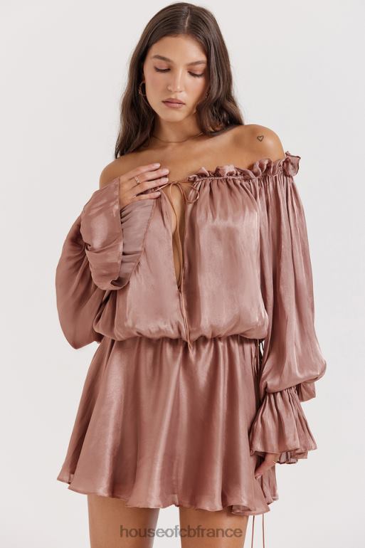 House of CB robe chaya noisette à épaules dénudées N888H177 vêtements