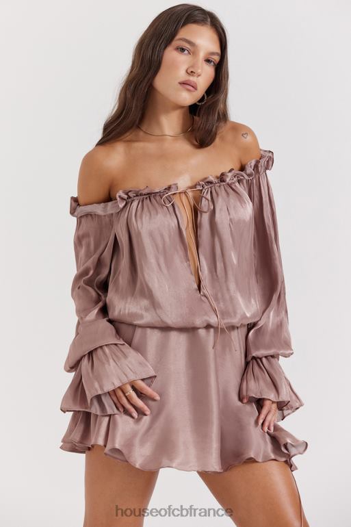 House of CB robe chaya noisette à épaules dénudées N888H177 vêtements