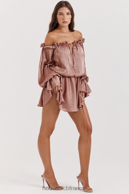 House of CB robe chaya noisette à épaules dénudées N888H177 vêtements