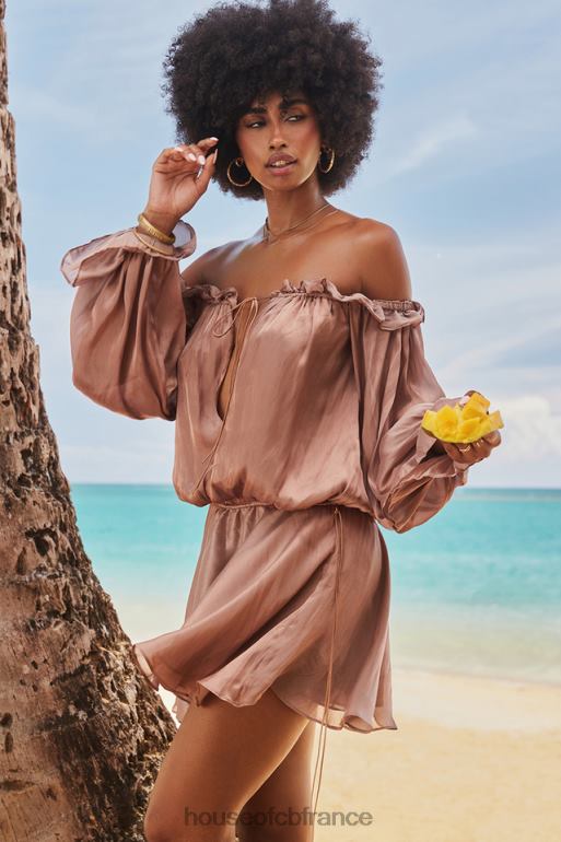 House of CB robe chaya noisette à épaules dénudées N888H177 vêtements