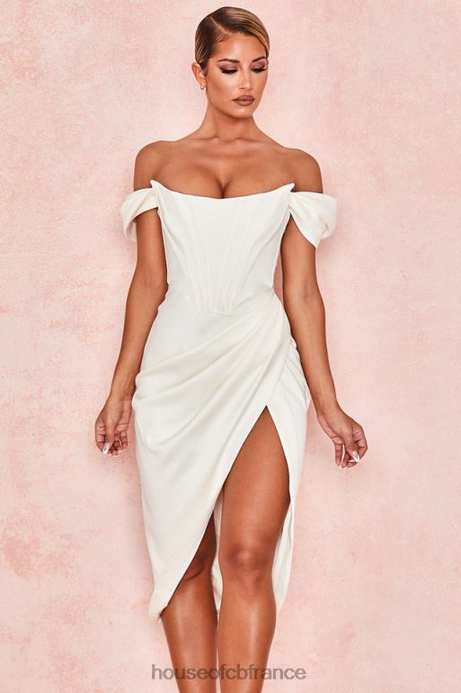 House of CB robe à épaules dénudées en satin ivoire Loretta N888H625 vêtements