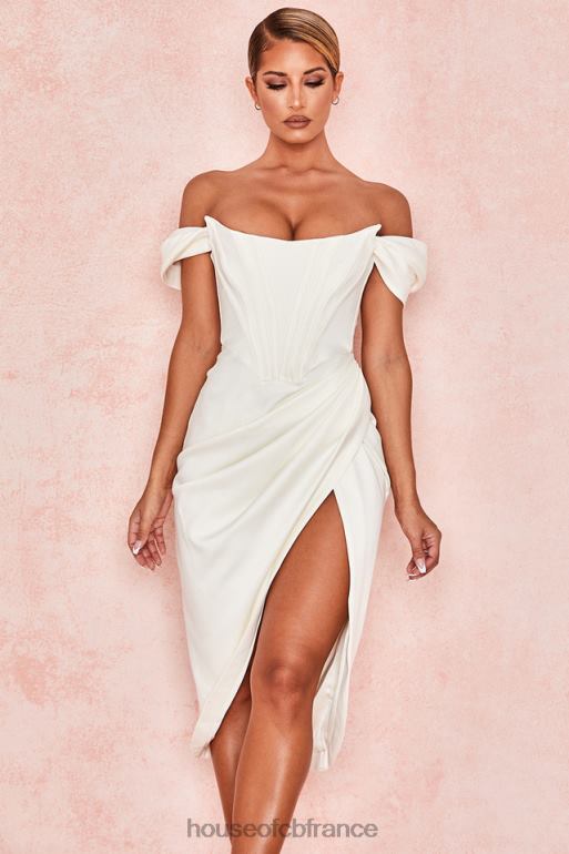House of CB robe à épaules dénudées en satin ivoire Loretta N888H625 vêtements