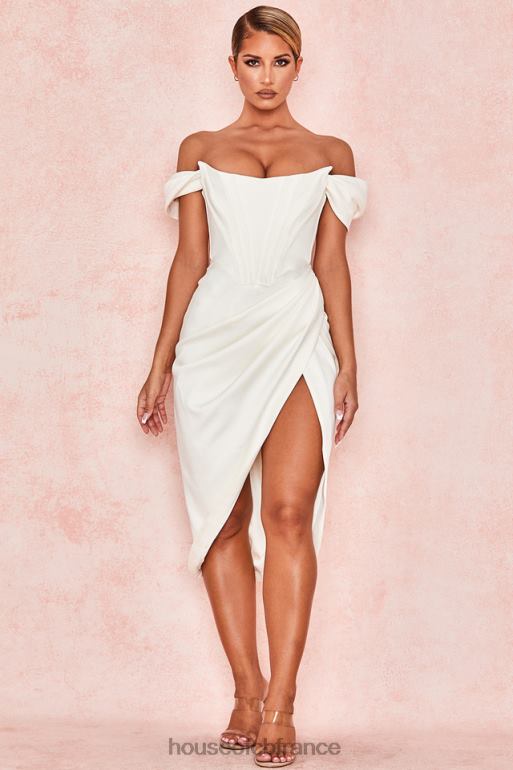 House of CB robe à épaules dénudées en satin ivoire Loretta N888H625 vêtements