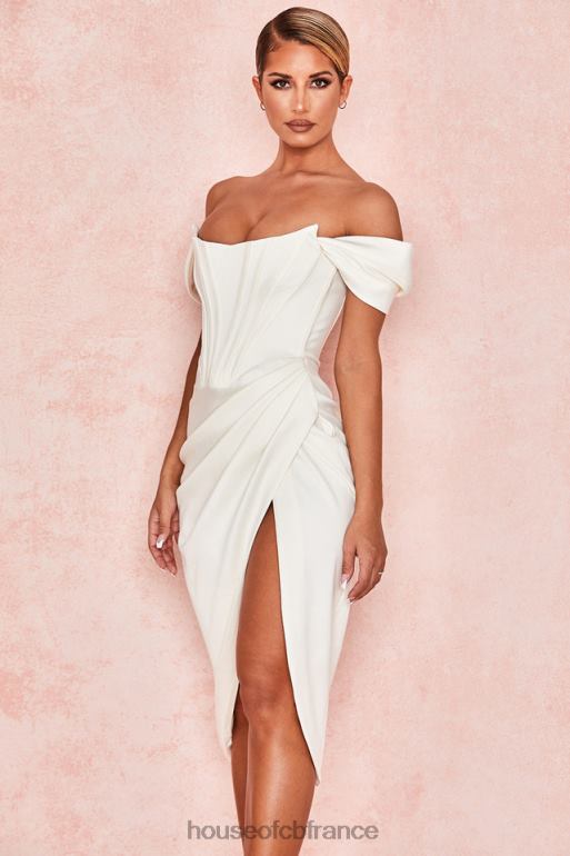 House of CB robe à épaules dénudées en satin ivoire Loretta N888H625 vêtements
