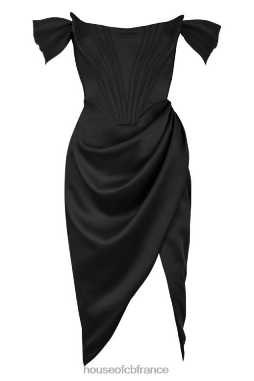 House of CB robe à épaules dénudées en satin noir Loretta N888H626 vêtements