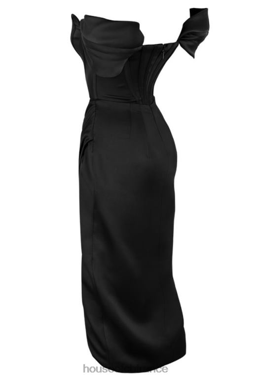 House of CB robe à épaules dénudées en satin noir Loretta N888H626 vêtements
