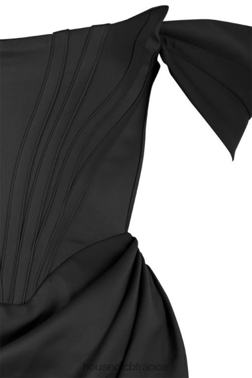 House of CB robe à épaules dénudées en satin noir Loretta N888H626 vêtements