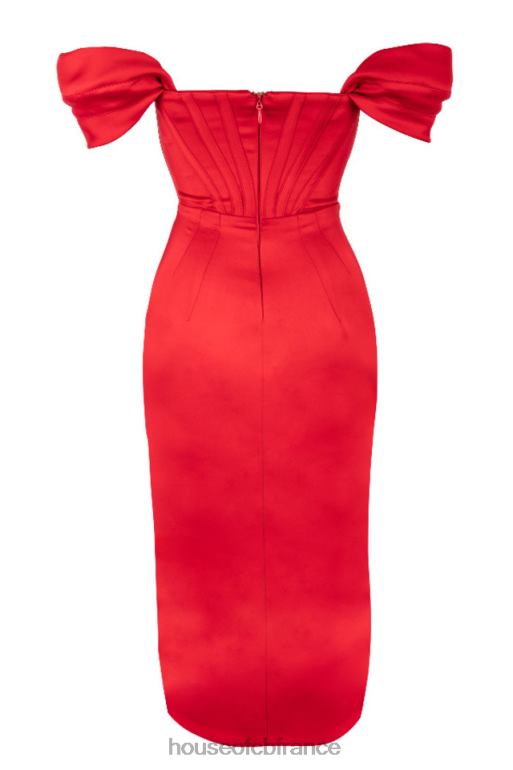 House of CB robe à épaules dénudées en satin rouge Loretta N888H630 vêtements