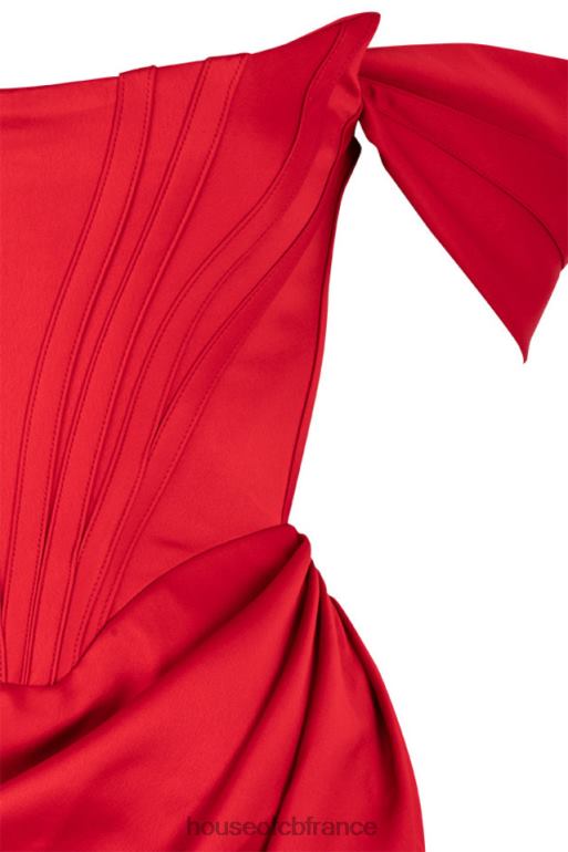 House of CB robe à épaules dénudées en satin rouge Loretta N888H630 vêtements