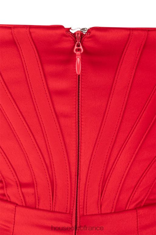 House of CB robe à épaules dénudées en satin rouge Loretta N888H630 vêtements