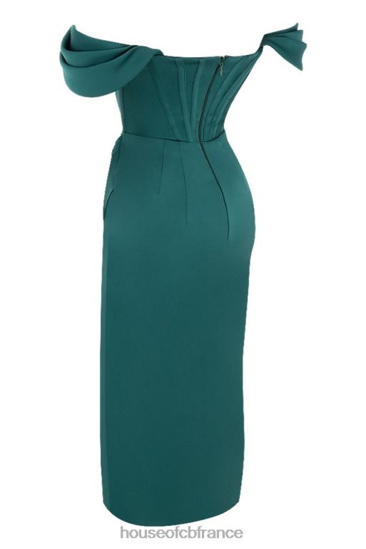 House of CB robe à épaules dénudées en satin vert émeraude Loretta N888H586 vêtements