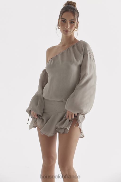 House of CB robe à épaules dénudées vert cendré wilhelmina N888H289 vêtements