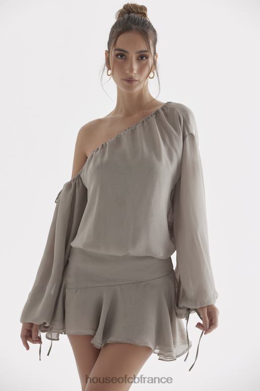 House of CB robe à épaules dénudées vert cendré wilhelmina N888H289 vêtements