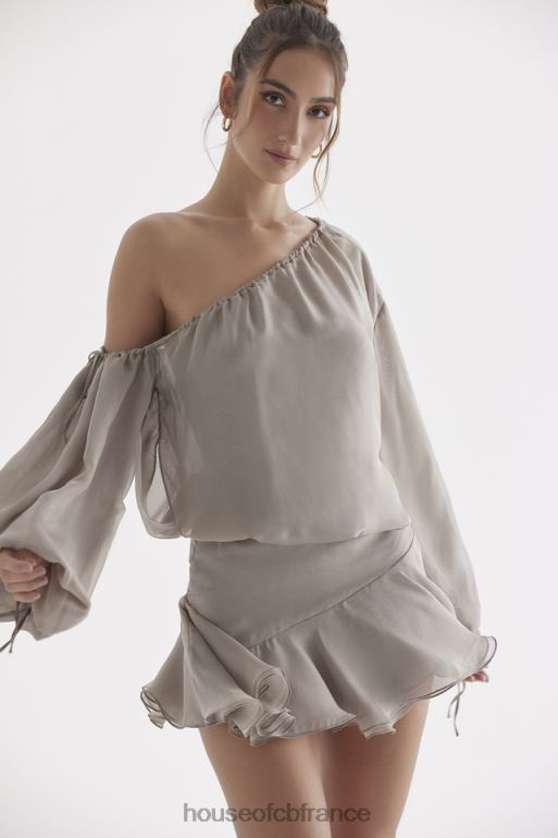 House of CB robe à épaules dénudées vert cendré wilhelmina N888H289 vêtements