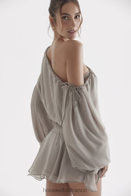 House of CB robe à épaules dénudées vert cendré wilhelmina N888H289 vêtements