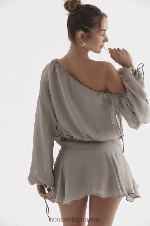 House of CB robe à épaules dénudées vert cendré wilhelmina N888H289 vêtements