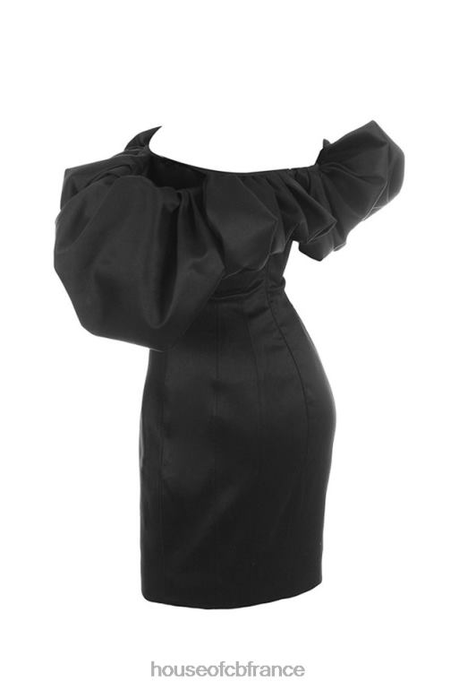 House of CB robe selena en satin noir à épaules bouffantes N888H635 vêtements