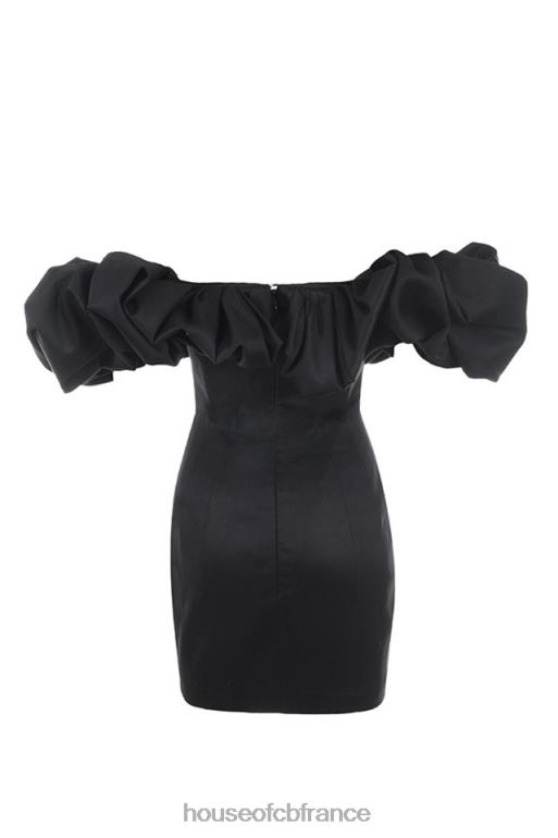 House of CB robe selena en satin noir à épaules bouffantes N888H635 vêtements