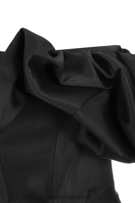 House of CB robe selena en satin noir à épaules bouffantes N888H635 vêtements