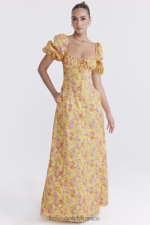 House of CB Felizia - Robe d\'été à manches bouffantes et imprimé beurre N888H247 vêtements