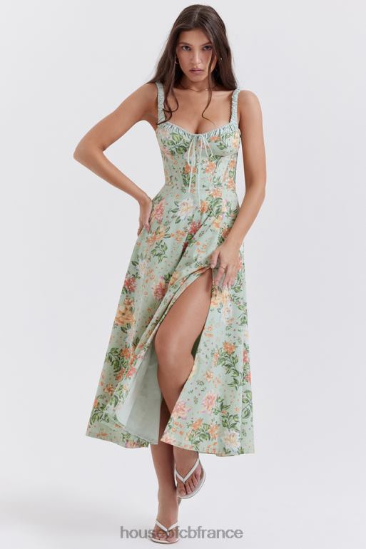 House of CB Sabrina - Robe d'été bustier à imprimé jade clair N888H249 vêtements