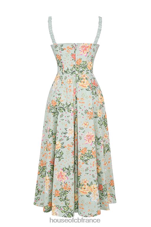House of CB Sabrina - Robe d\'été bustier à imprimé jade clair N888H249 vêtements