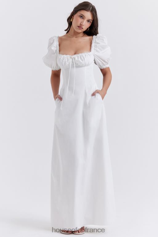 House of CB robe d'été blanche à manches bouffantes Felizia N888H263 vêtements