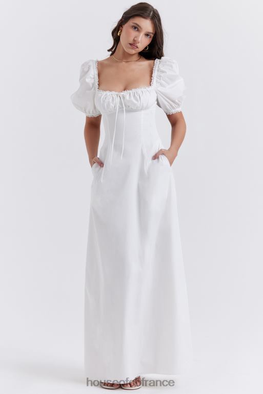 House of CB robe d\'été blanche à manches bouffantes Felizia N888H263 vêtements