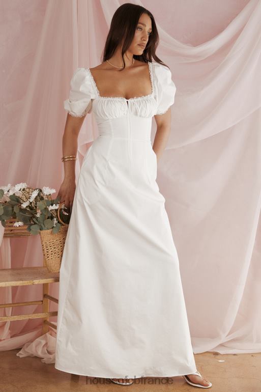House of CB robe d\'été blanche à manches bouffantes Felizia N888H263 vêtements