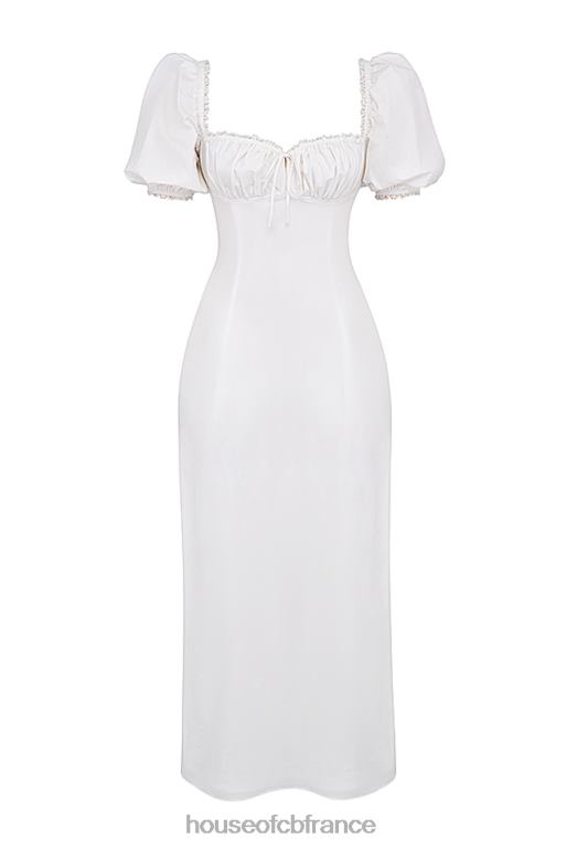 House of CB robe d\'été blanche à manches bouffantes Felizia N888H263 vêtements