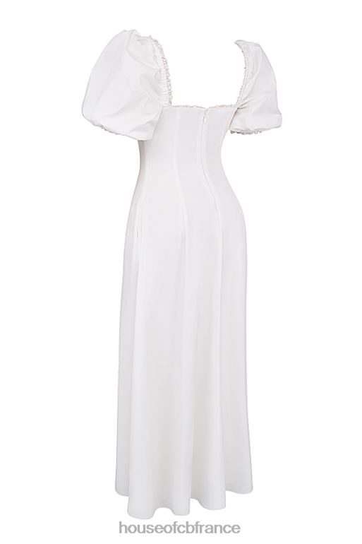 House of CB robe d\'été blanche à manches bouffantes Felizia N888H263 vêtements