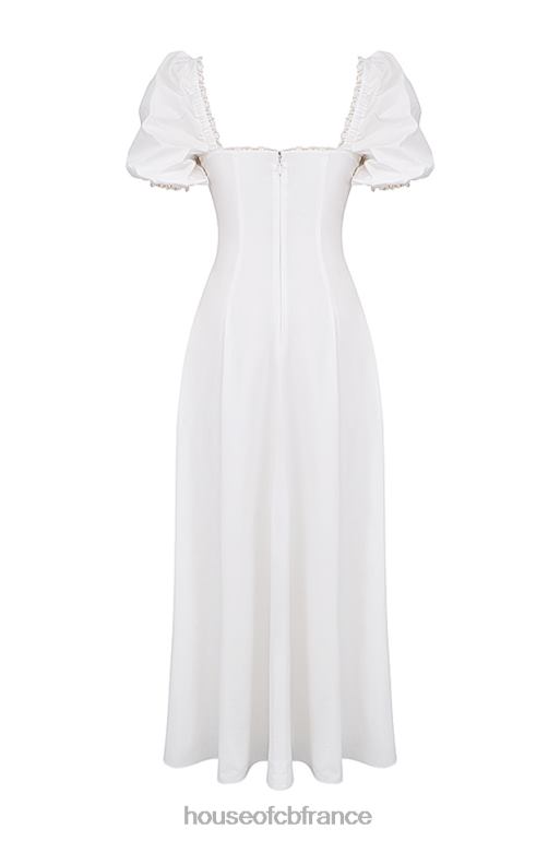 House of CB robe d\'été blanche à manches bouffantes Felizia N888H263 vêtements