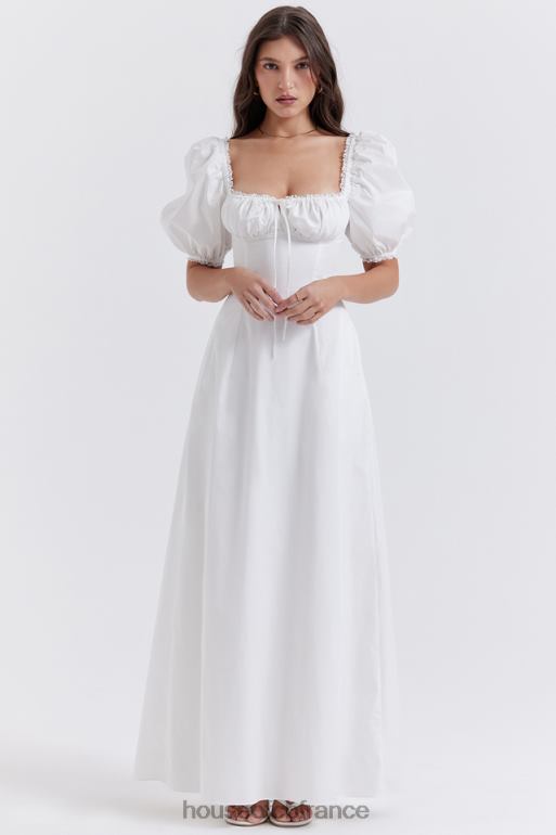 House of CB robe d\'été blanche à manches bouffantes Felizia N888H263 vêtements