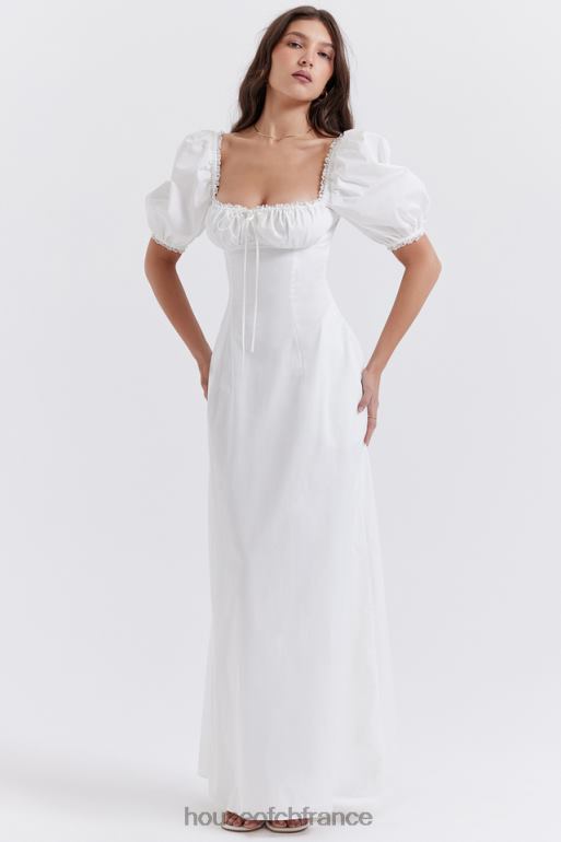 House of CB robe d\'été blanche à manches bouffantes Felizia N888H263 vêtements