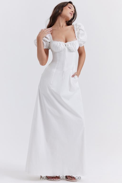 House of CB robe d\'été blanche à manches bouffantes Felizia N888H263 vêtements