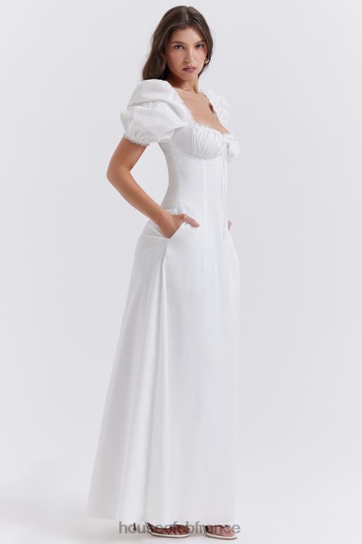 House of CB robe d\'été blanche à manches bouffantes Felizia N888H263 vêtements