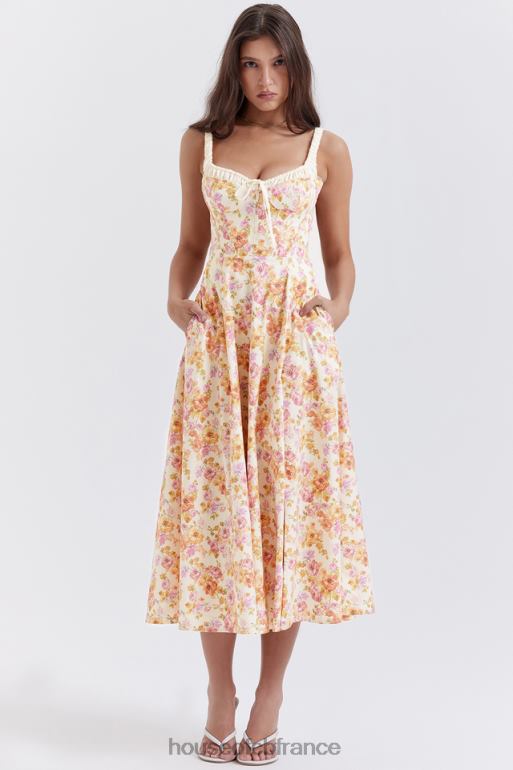 House of CB robe d\'été bustier à imprimé ivoire Sabrina N888H255 vêtements