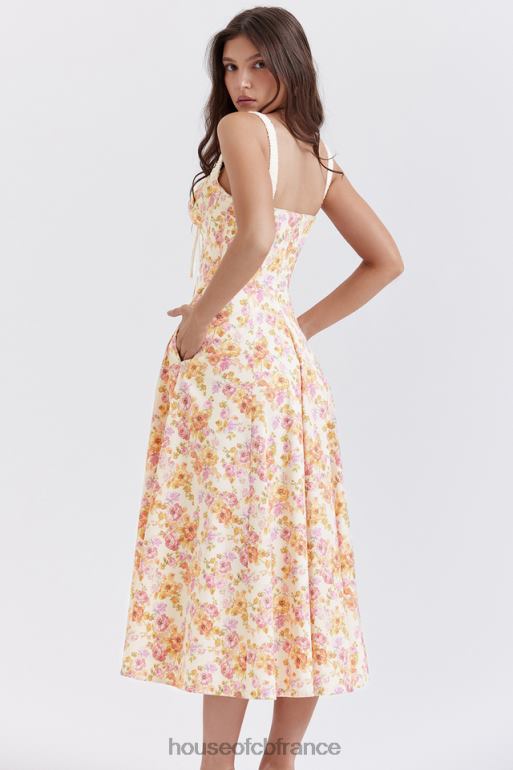House of CB robe d\'été bustier à imprimé ivoire Sabrina N888H255 vêtements