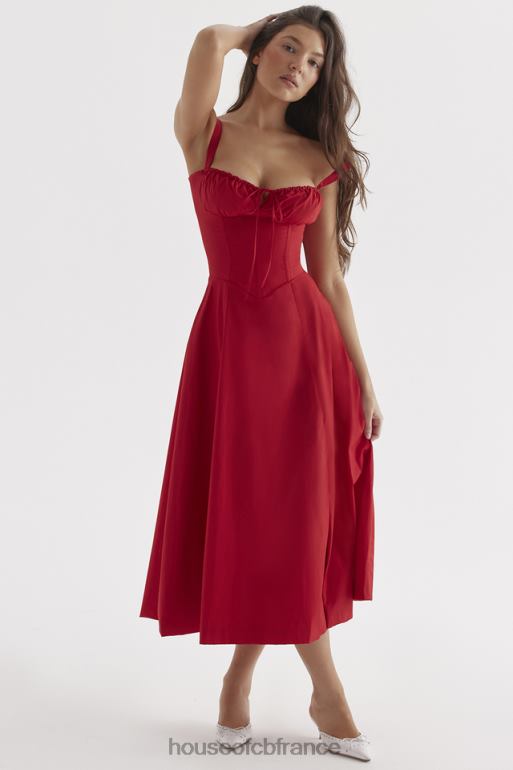 House of CB robe d'été bustier rose rouge Carmen N888H292 vêtements