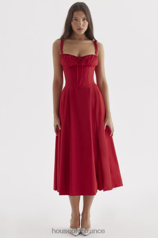 House of CB robe d\'été bustier rose rouge Carmen N888H292 vêtements