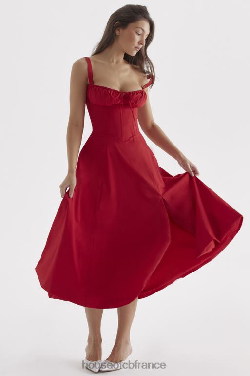 House of CB robe d\'été bustier rose rouge Carmen N888H292 vêtements