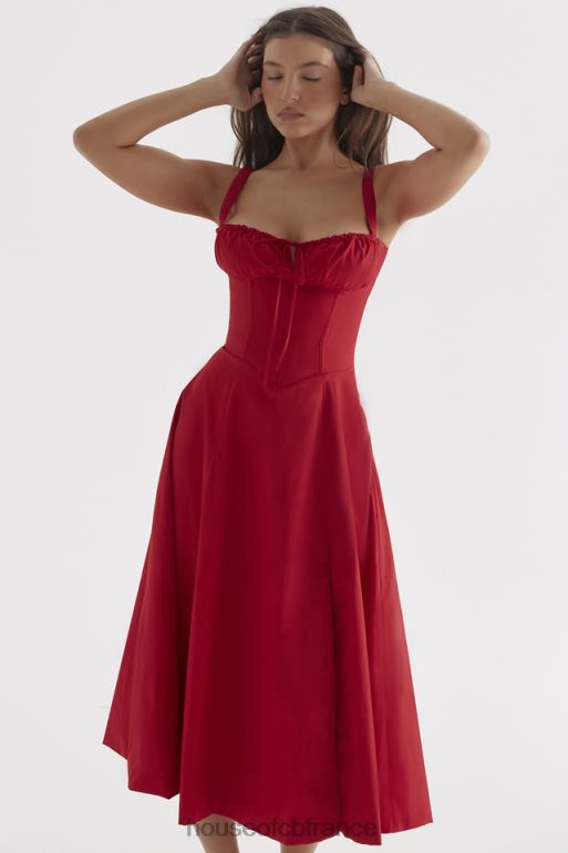 House of CB robe d\'été bustier rose rouge Carmen N888H292 vêtements