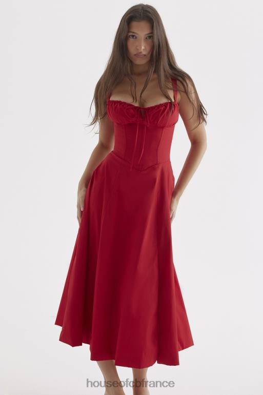 House of CB robe d\'été bustier rose rouge Carmen N888H292 vêtements