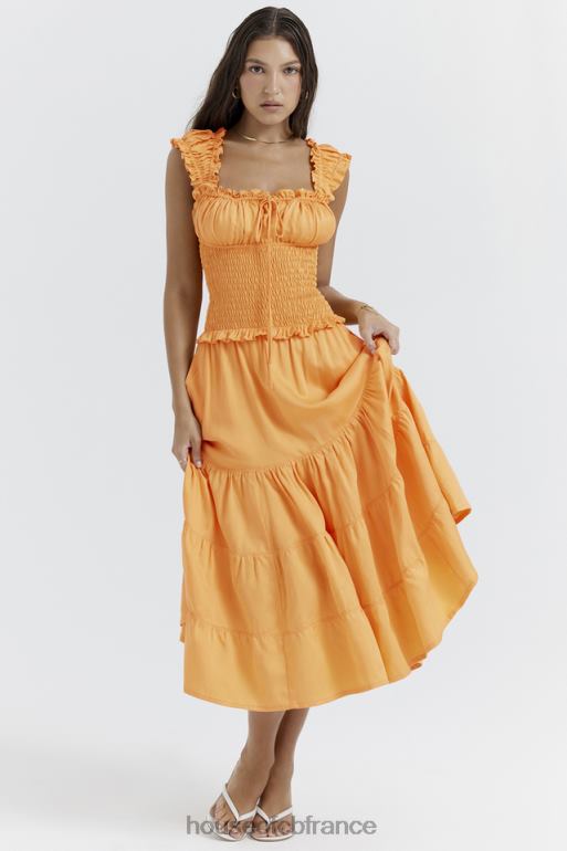 House of CB robe d'été froncée mandarine Phedra N888H203 vêtements