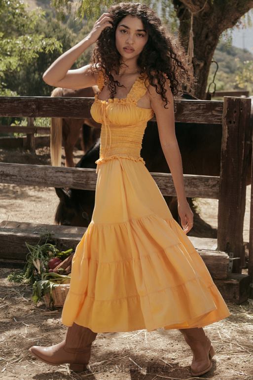 House of CB robe d\'été froncée mandarine Phedra N888H203 vêtements