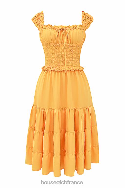 House of CB robe d\'été froncée mandarine Phedra N888H203 vêtements