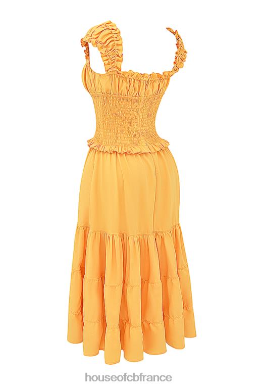 House of CB robe d\'été froncée mandarine Phedra N888H203 vêtements