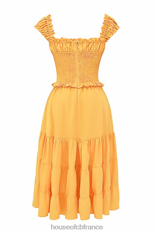 House of CB robe d\'été froncée mandarine Phedra N888H203 vêtements